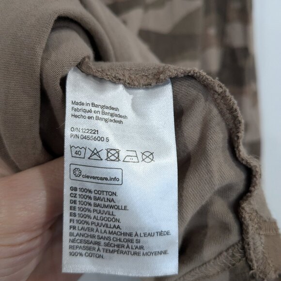*3/$10* H&M Camouflage Print Tee Dress Brown Olive Green Size XS - Picture 4 of 5